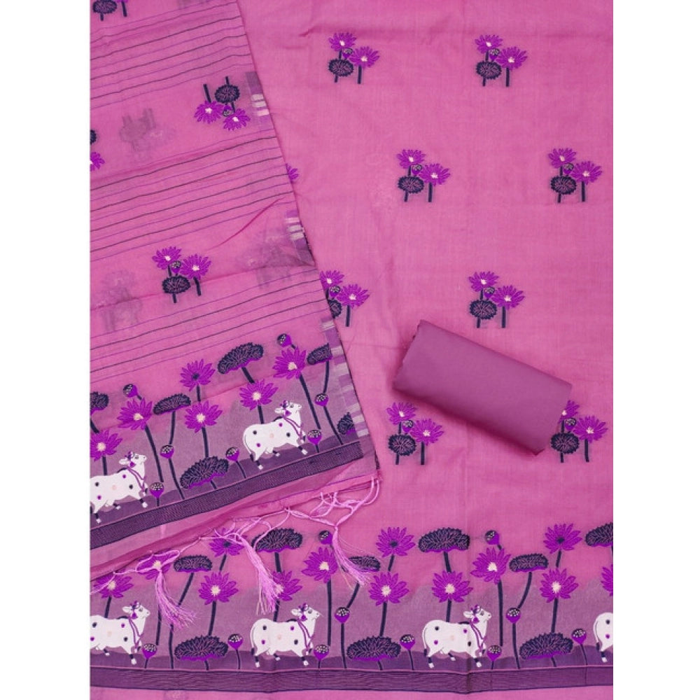 Women'S Banarasi Silk Printed Unstitched Salwar Suit Material