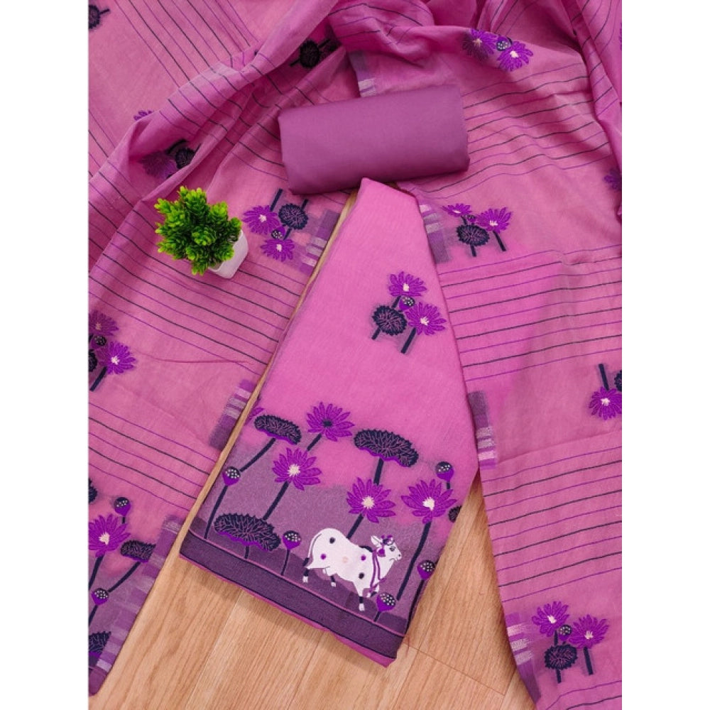 Women'S Banarasi Silk Printed Unstitched Salwar Suit Material