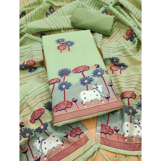 Women'S Banarasi Silk Printed Unstitched Salwar Suit Material