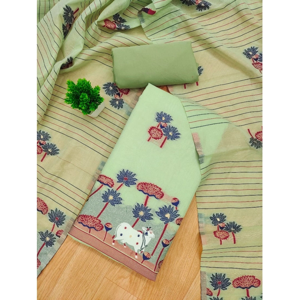 Women'S Banarasi Silk Printed Unstitched Salwar Suit Material