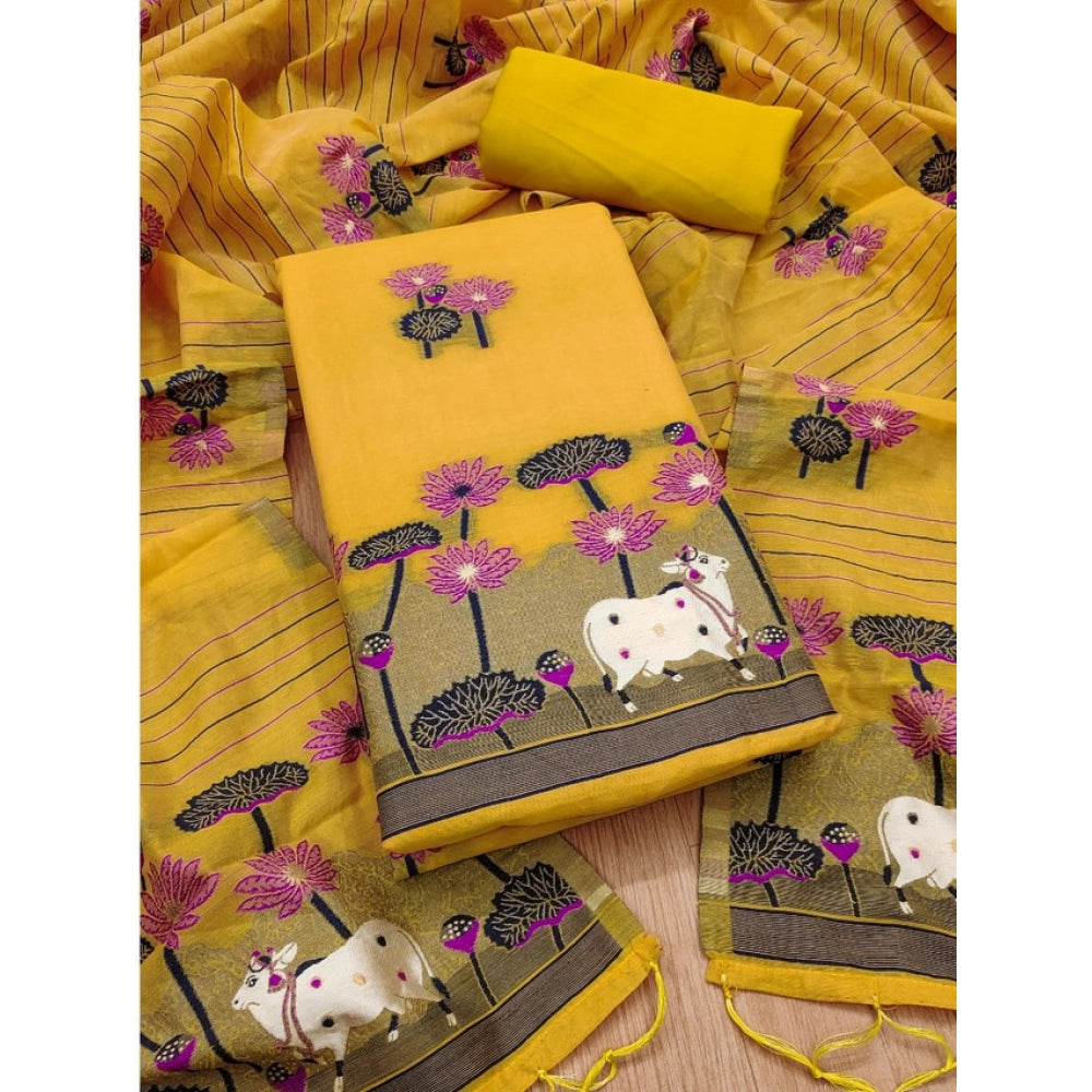 Women'S Banarasi Silk Printed Unstitched Salwar Suit Material