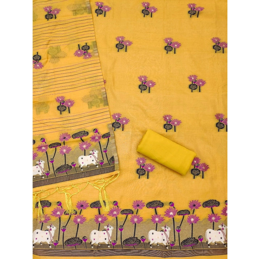 Women'S Banarasi Silk Printed Unstitched Salwar Suit Material