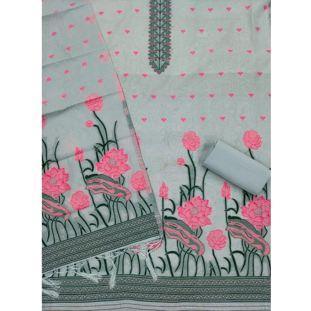 Women'S Banarasi Silk Printed Unstitched Salwar Suit Material