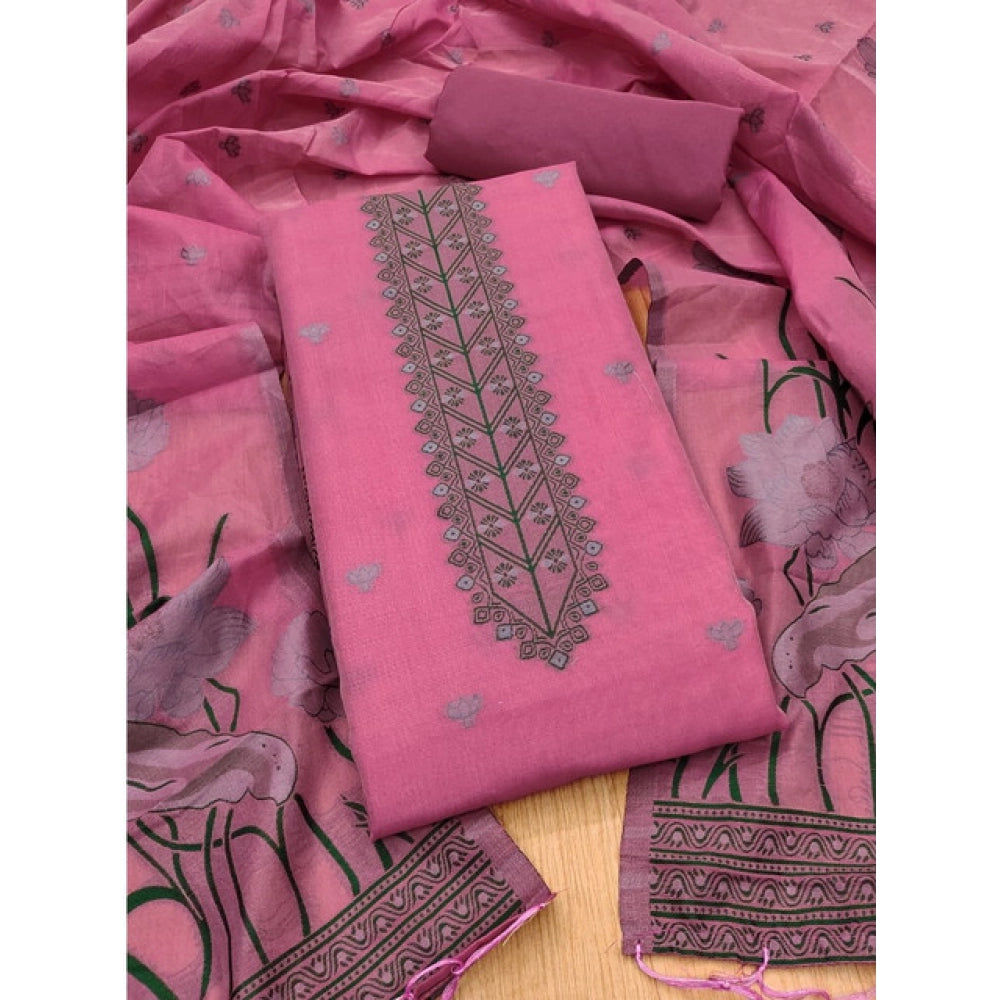Women'S Banarasi Silk Printed Unstitched Salwar Suit Material