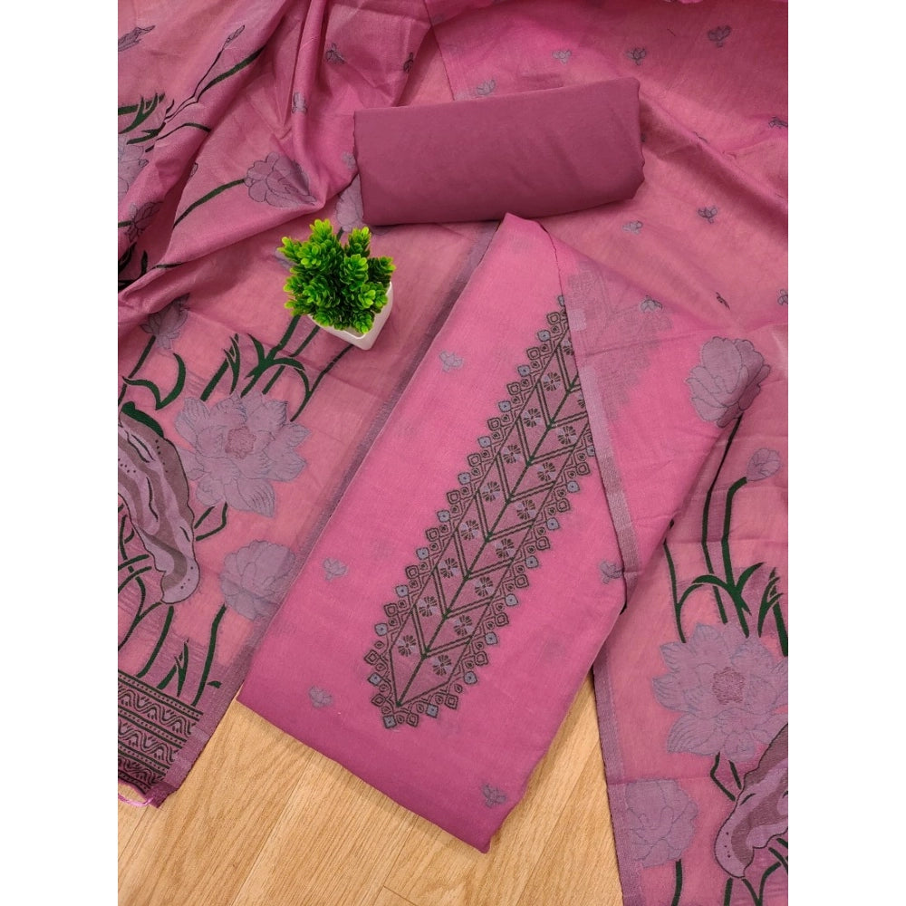 Women'S Banarasi Silk Printed Unstitched Salwar Suit Material