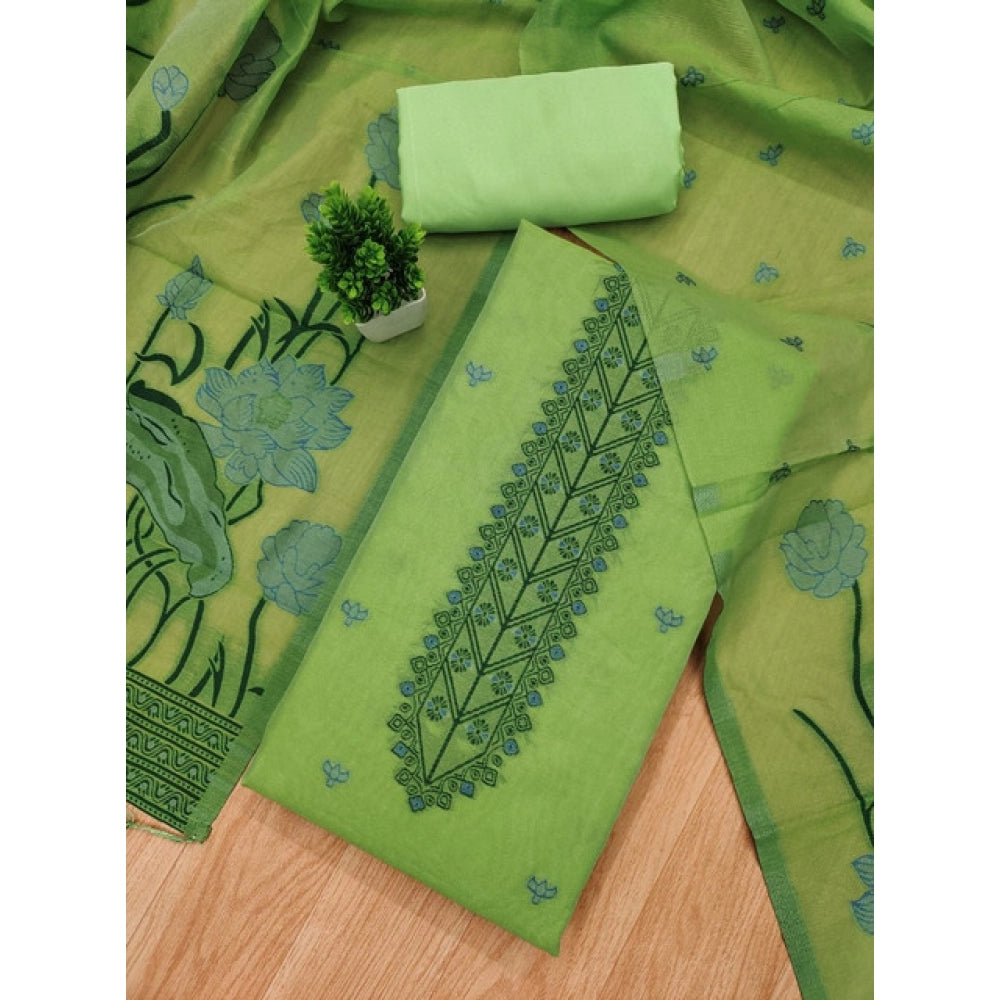 Women's Banarasi Silk Printed Unstitched Salwar Suit Material With Dupatta (Pista, 3Mtrs) - VANSHELLE