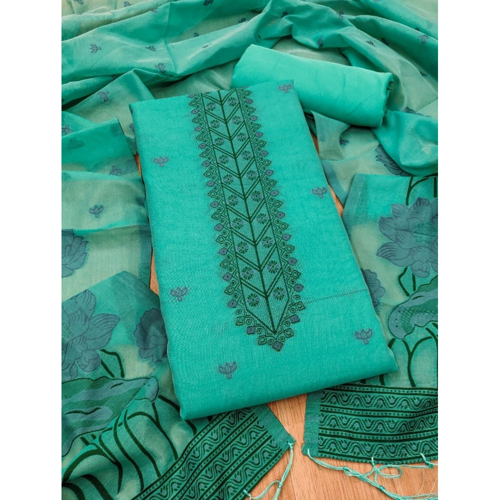 Women's Banarasi Silk Printed Unstitched Salwar Suit Material With Dupatta (sea Green, 3Mtrs) - VANSHELLE