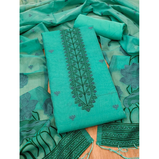 Women's Banarasi Silk Printed Unstitched Salwar Suit Material With Dupatta (sea Green, 3Mtrs) - VANSHELLE