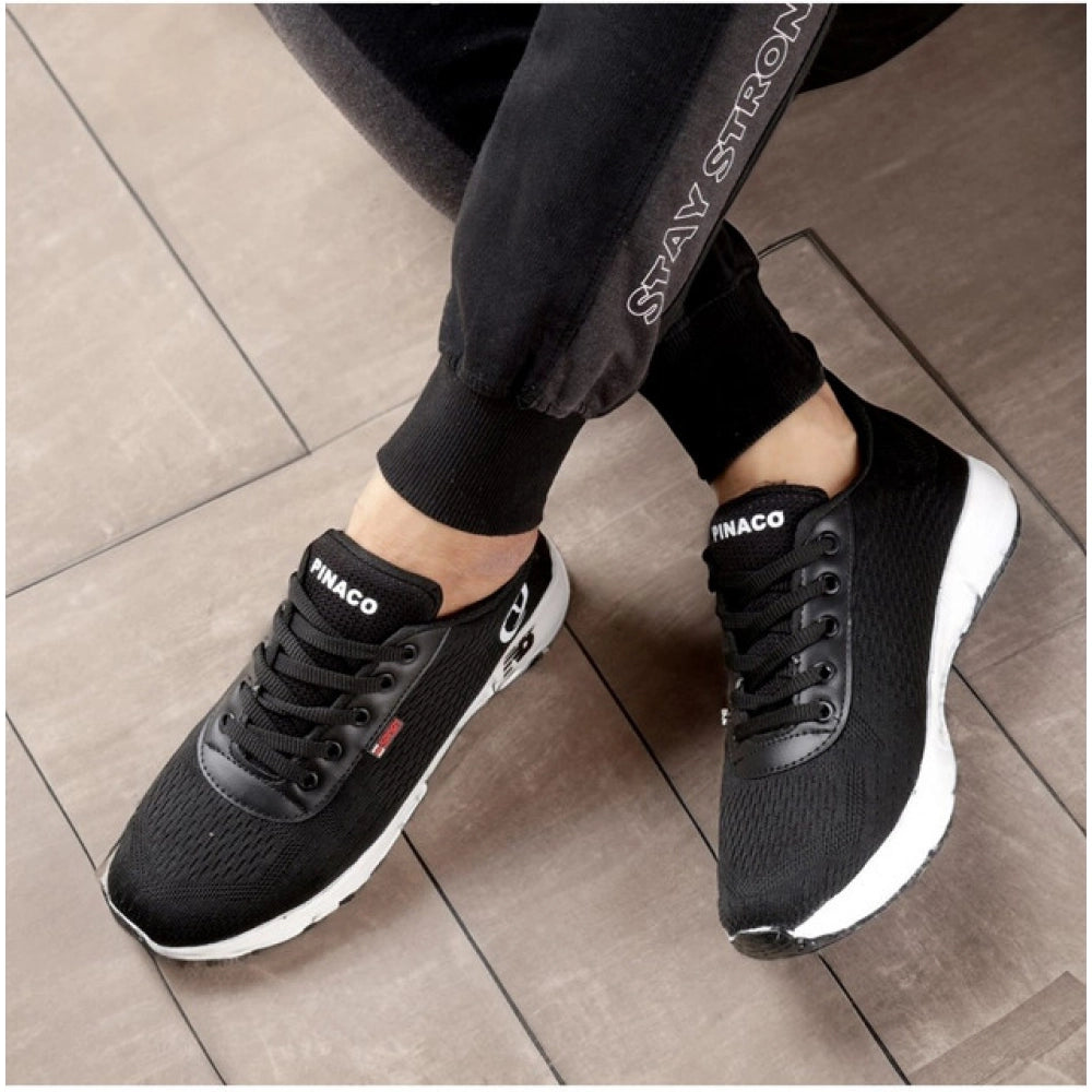 Men'S Casual Mesh Lace-Ups Casual Shoes (Black)