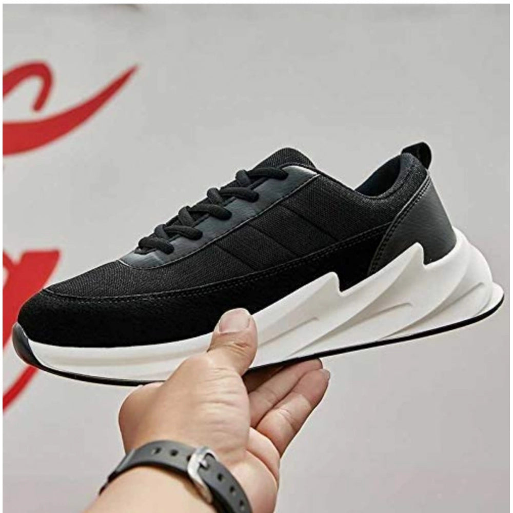 Men'S Casual Synthetic Lace-Ups Casual Shoes (Black)