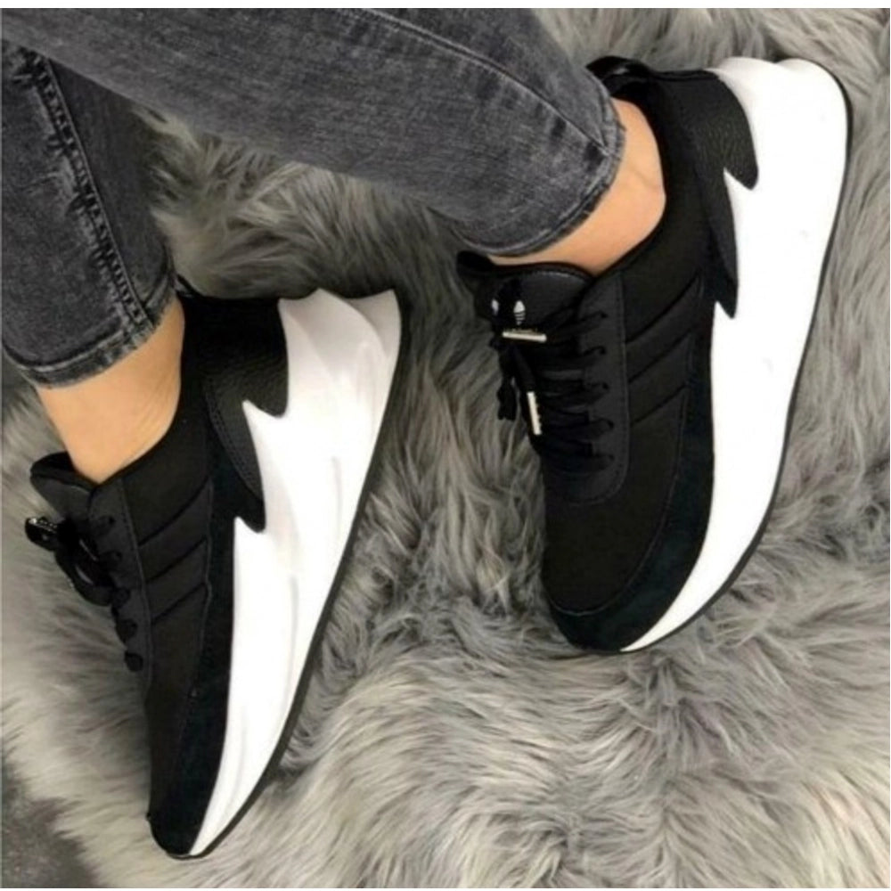 Men'S Casual Synthetic Lace-Ups Casual Shoes (Black)