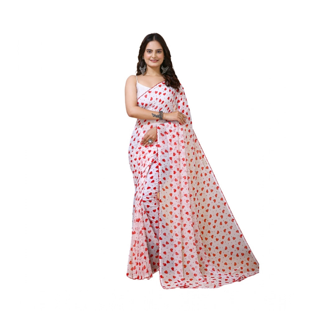 Women'S Georgette Printed Saree With Unstitched Blouse 5.5Mtr