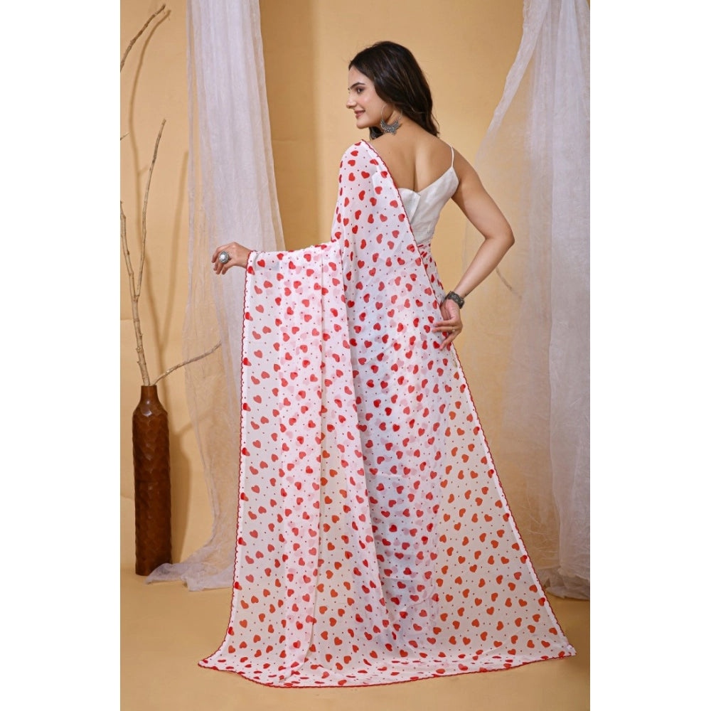 Women'S Georgette Printed Saree With Unstitched Blouse 5.5Mtr