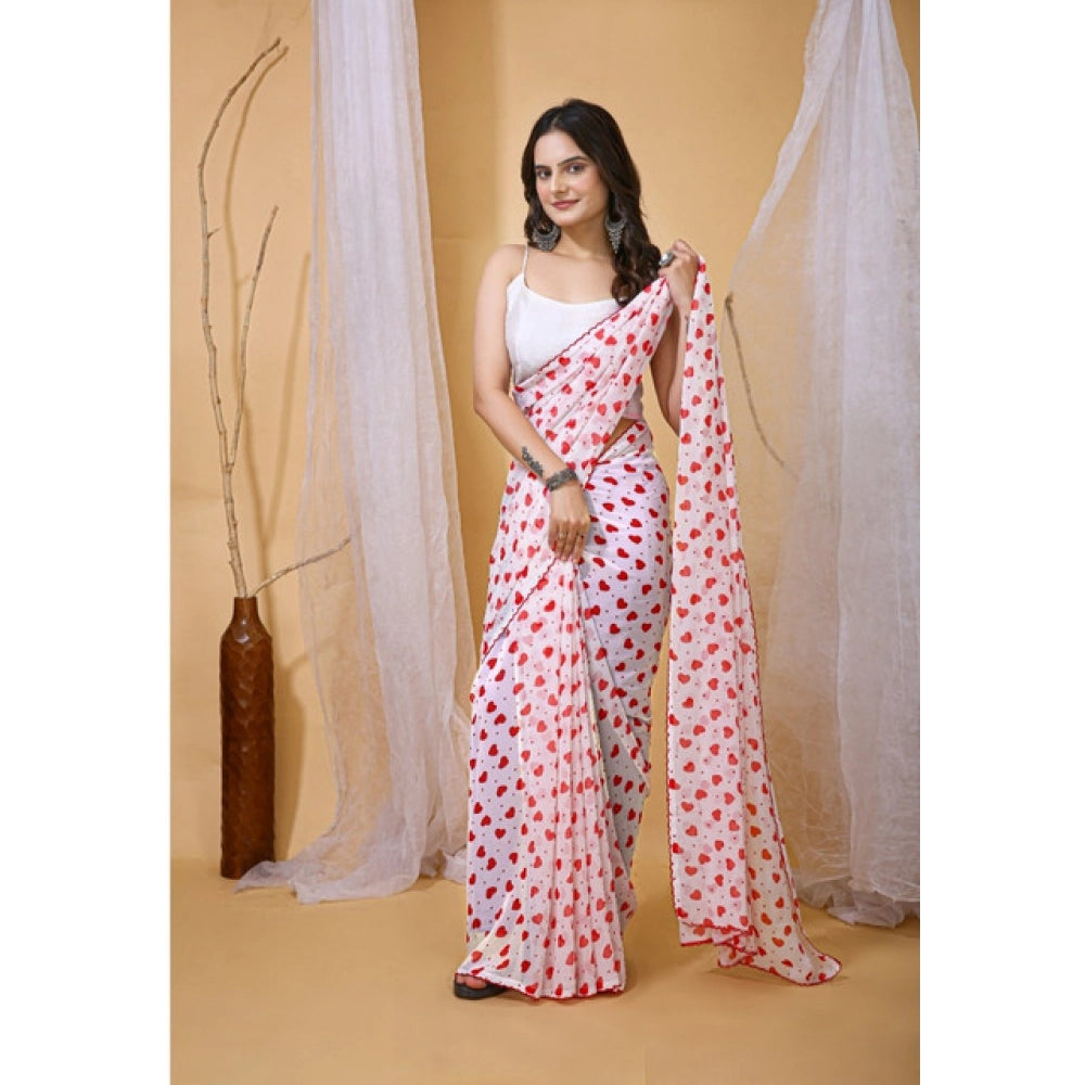 Women'S Georgette Printed Saree With Unstitched Blouse 5.5Mtr