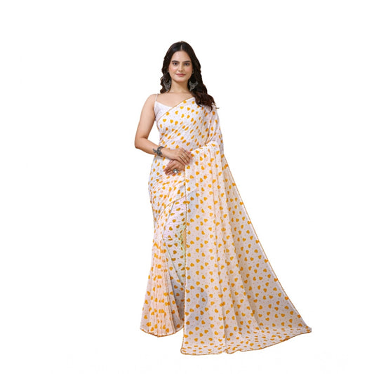 Women'S Georgette Printed Saree With Unstitched Blouse 5.5Mtr