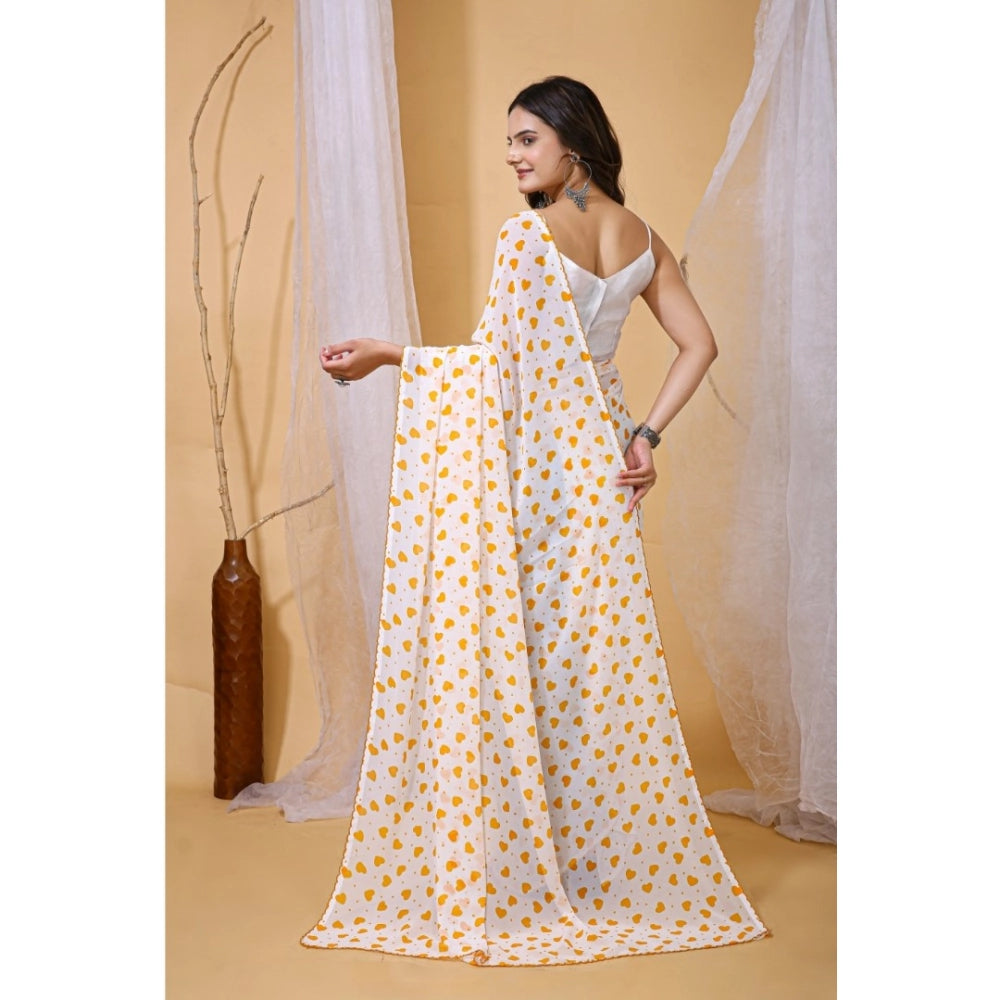 Women'S Georgette Printed Saree With Unstitched Blouse 5.5Mtr