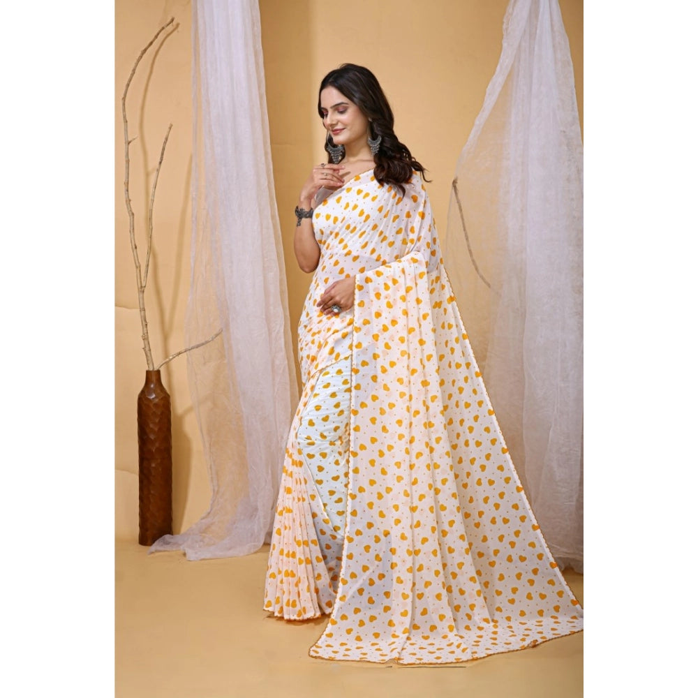 Women'S Georgette Printed Saree With Unstitched Blouse 5.5Mtr