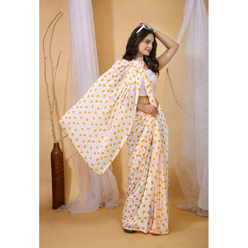 Women'S Georgette Printed Saree With Unstitched Blouse 5.5Mtr