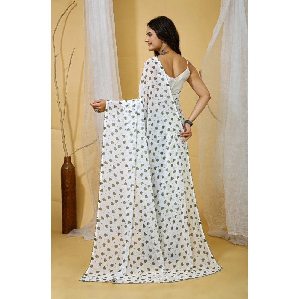 Women'S Georgette Printed Saree With Unstitched Blouse 5.5Mtr
