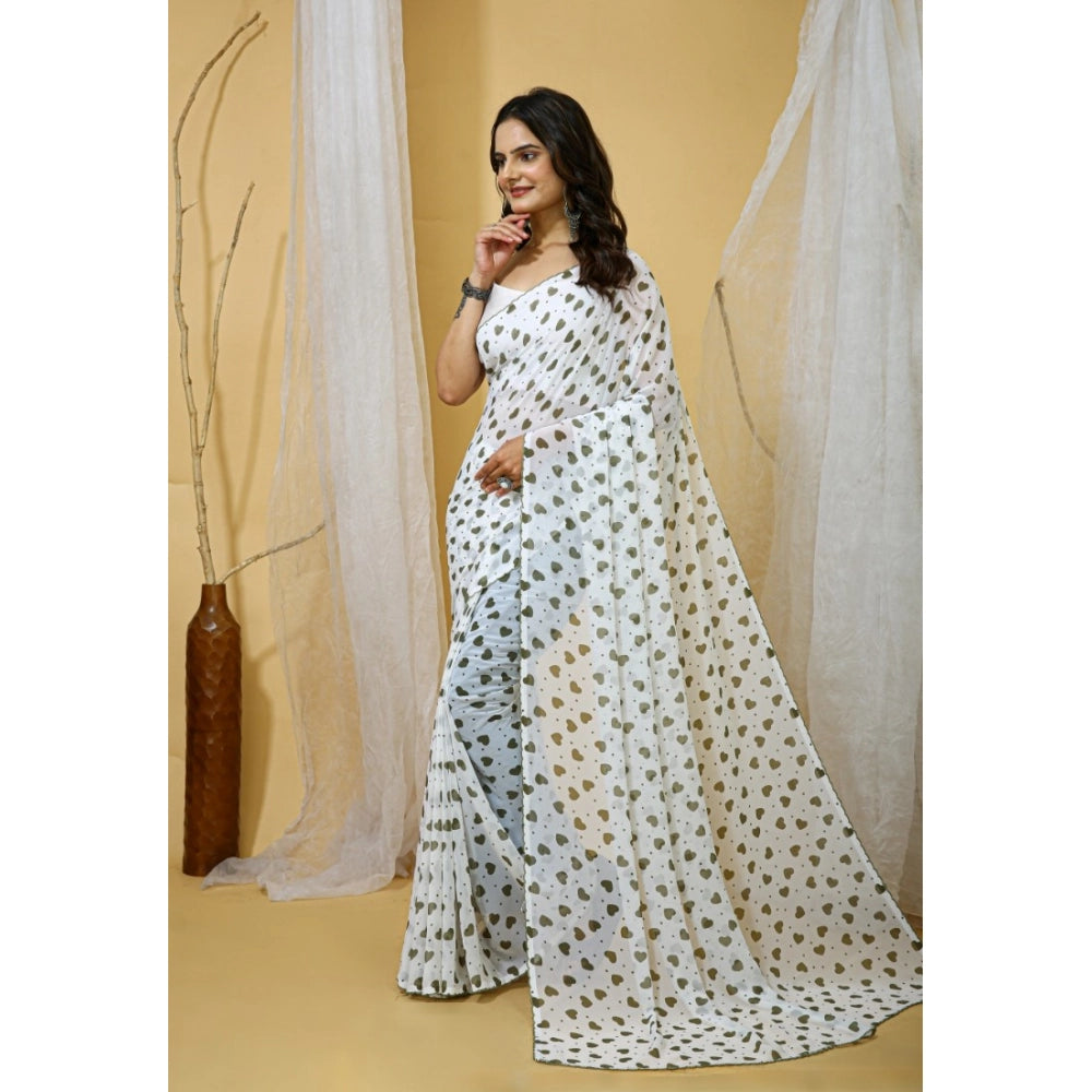 Women'S Georgette Printed Saree With Unstitched Blouse 5.5Mtr