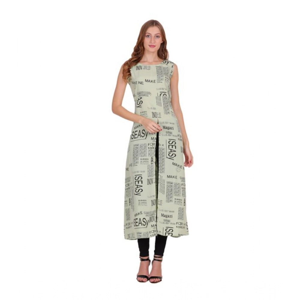 Women's Casual Crepe Sleeveless Slit Dress (Light Green) - VANSHELLE