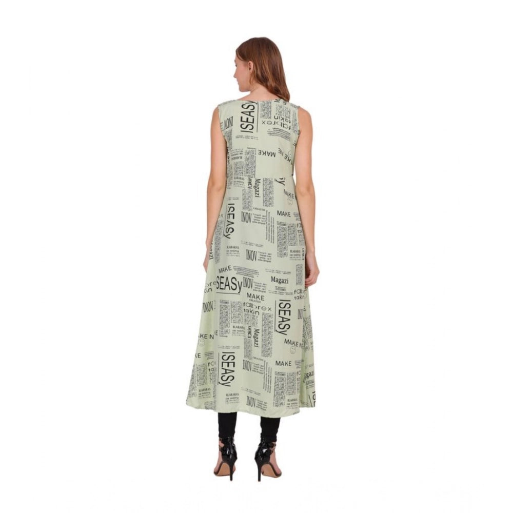 Women's Casual Crepe Sleeveless Slit Dress (Light Green) - VANSHELLE