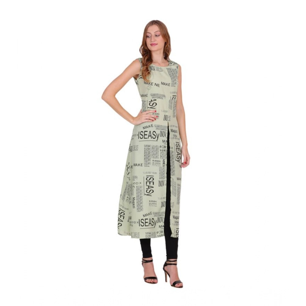 Women's Casual Crepe Sleeveless Slit Dress (Light Green) - VANSHELLE