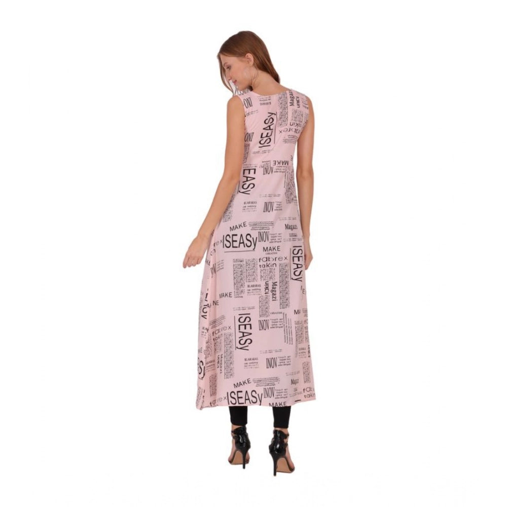Women's Casual Crepe Sleeveless Slit Dress (Light Pink) - VANSHELLE