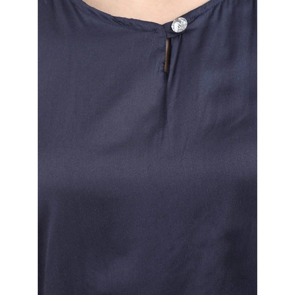 Women's Casual Crepe Sleeveless Jump Suit (Navy Blue) - VANSHELLE