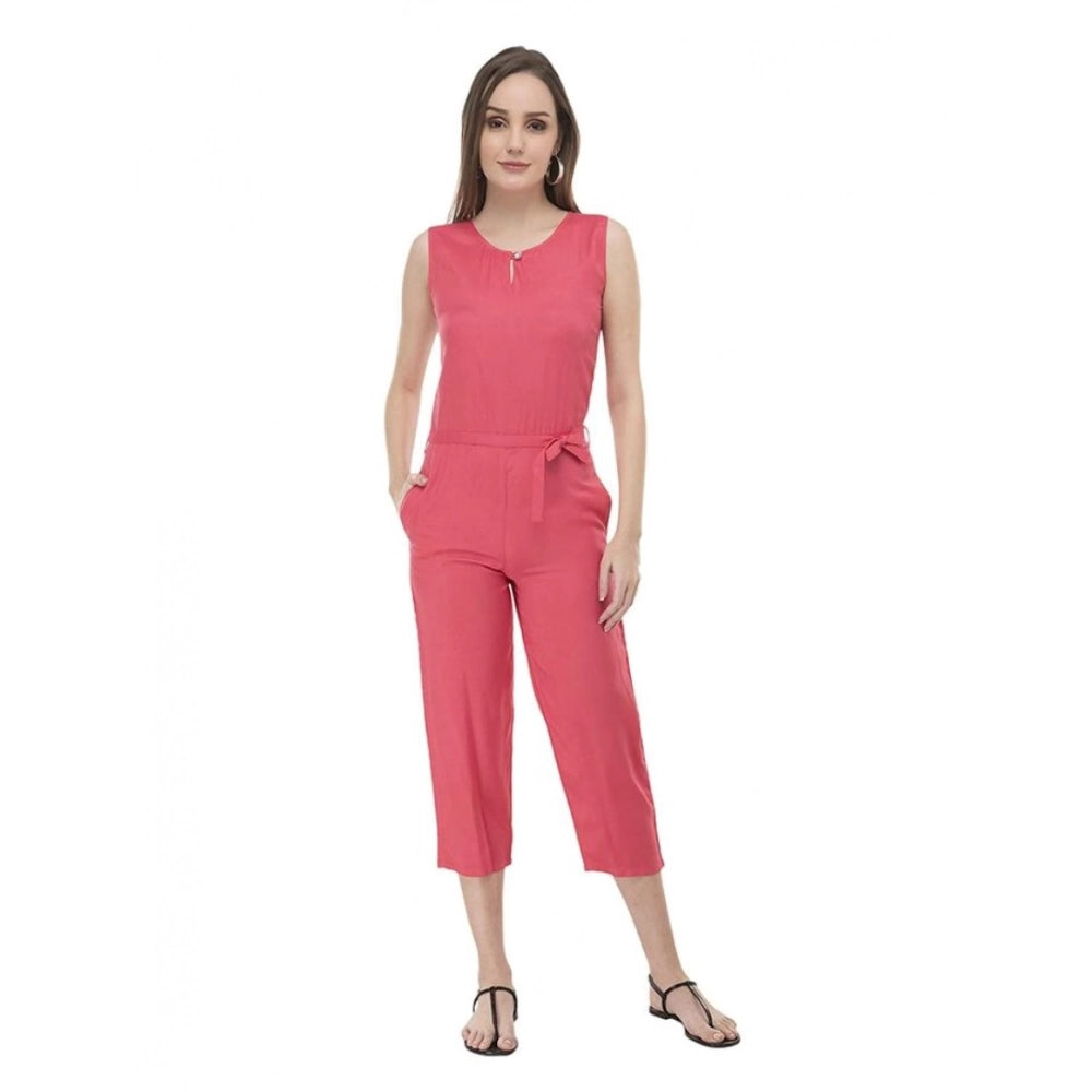 Women's Casual Crepe Sleeveless Jump Suit (Pink) - VANSHELLE