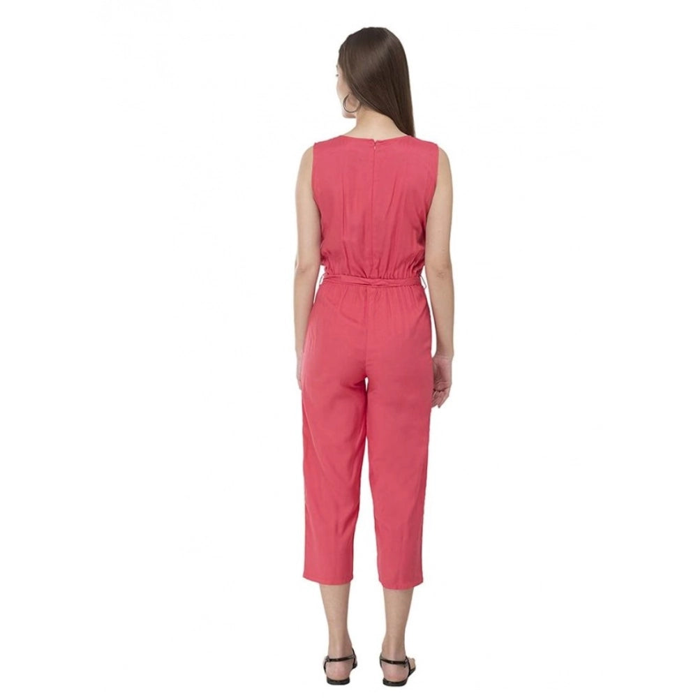 Women's Casual Crepe Sleeveless Jump Suit (Pink) - VANSHELLE