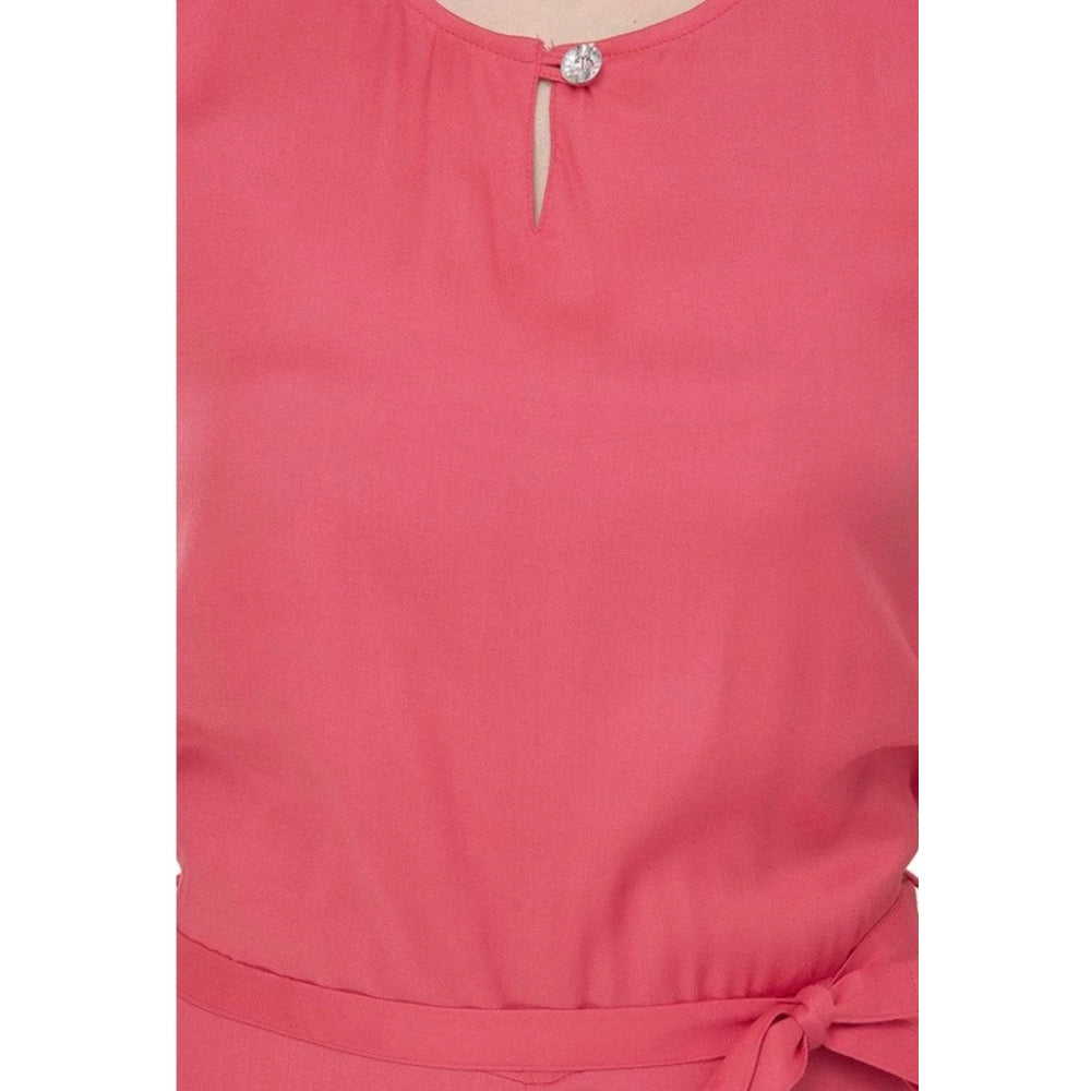 Women's Casual Crepe Sleeveless Jump Suit (Pink) - VANSHELLE