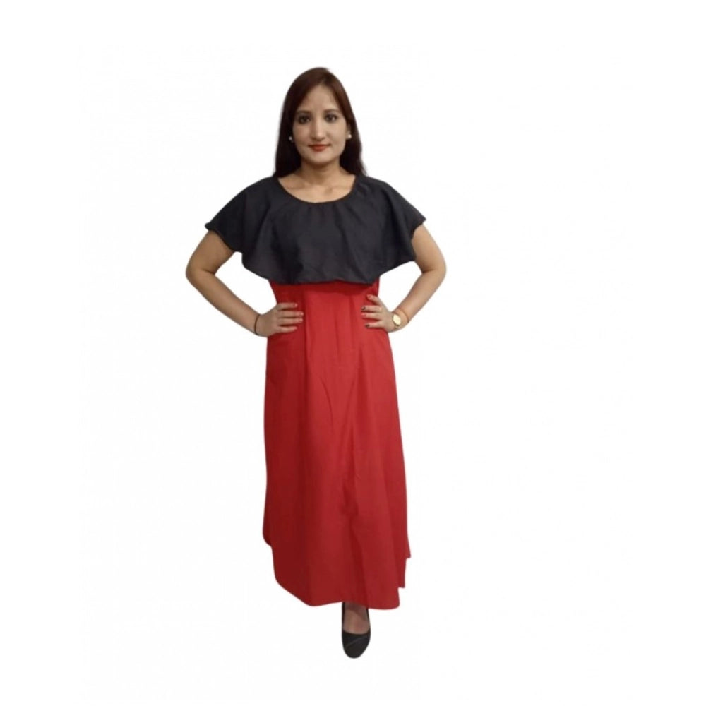 Women's Casual Crepe Cape Sleeve Dress (Black) - VANSHELLE
