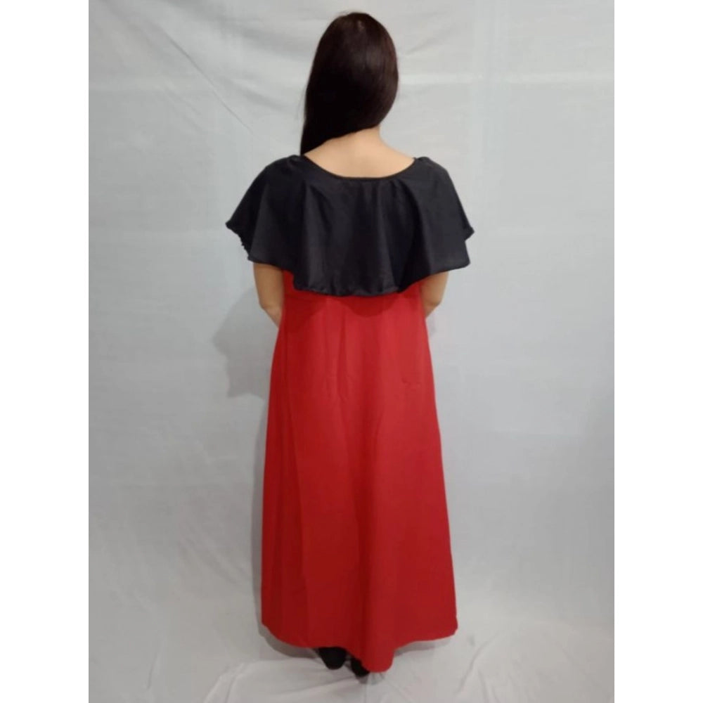 Women's Casual Crepe Cape Sleeve Dress (Black) - VANSHELLE