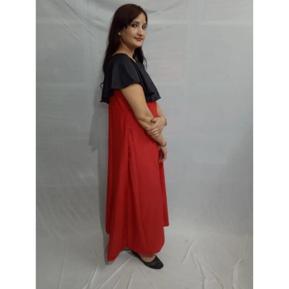 Women's Casual Crepe Cape Sleeve Dress (Black) - VANSHELLE