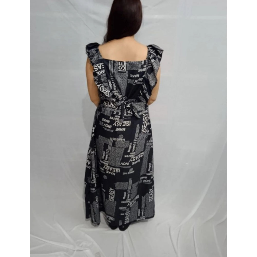 Women's Casual Crepe Sleeveless Dress (Black) - VANSHELLE