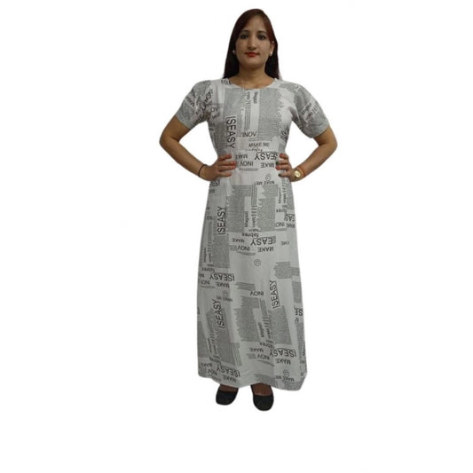 Women's Casual Crepe Half Sleeves Dress (White) - VANSHELLE