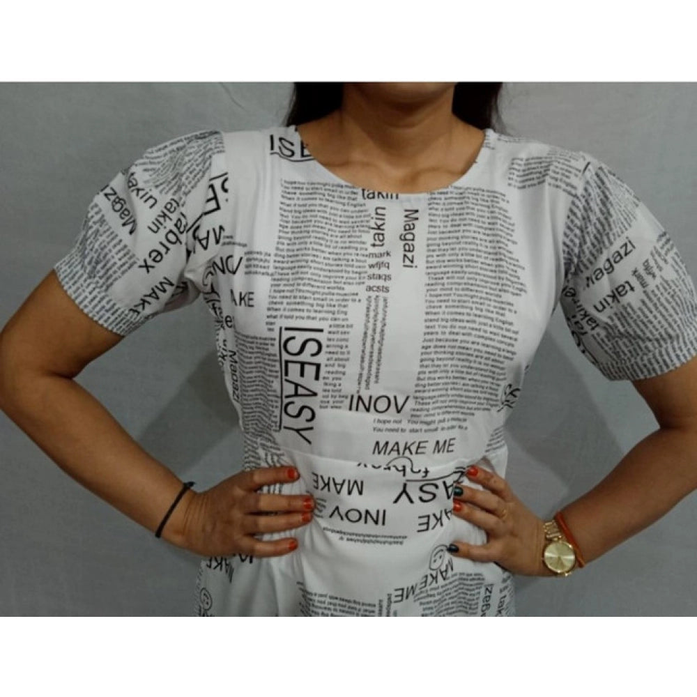 Women's Casual Crepe Half Sleeves Dress (White) - VANSHELLE