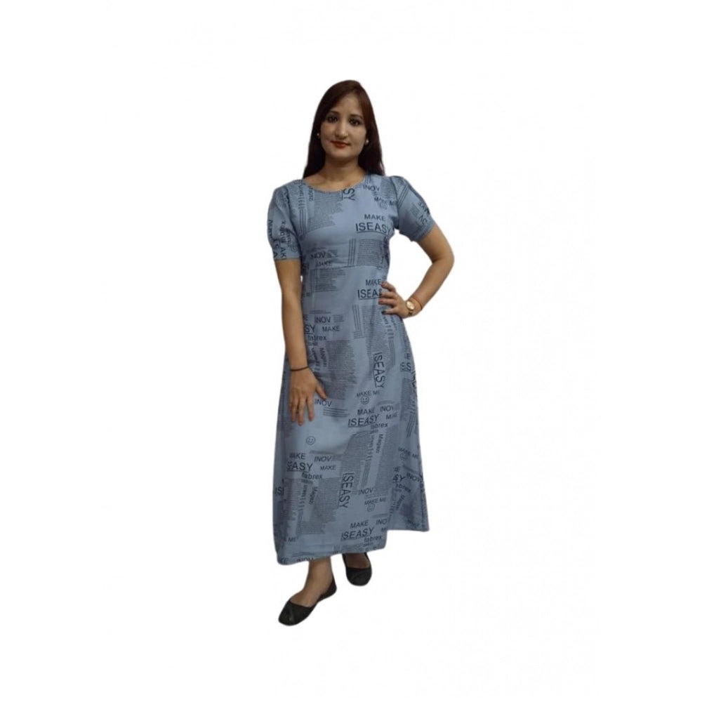 Women's Casual Crepe Half Sleeves Dress (Grey) - VANSHELLE