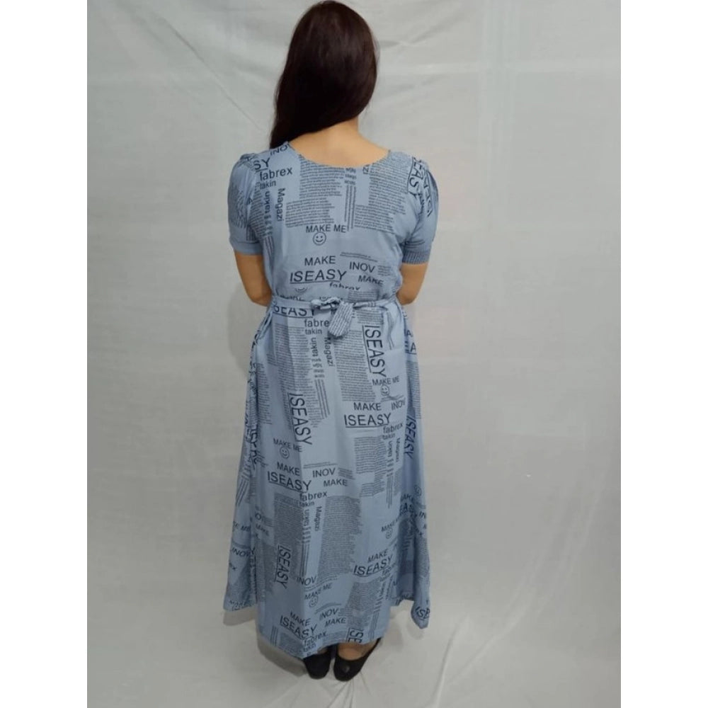 Women's Casual Crepe Half Sleeves Dress (Grey) - VANSHELLE
