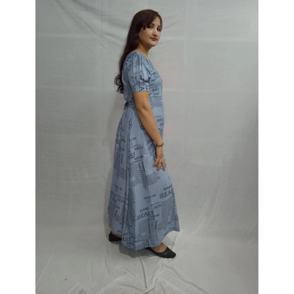 Women's Casual Crepe Half Sleeves Dress (Grey) - VANSHELLE