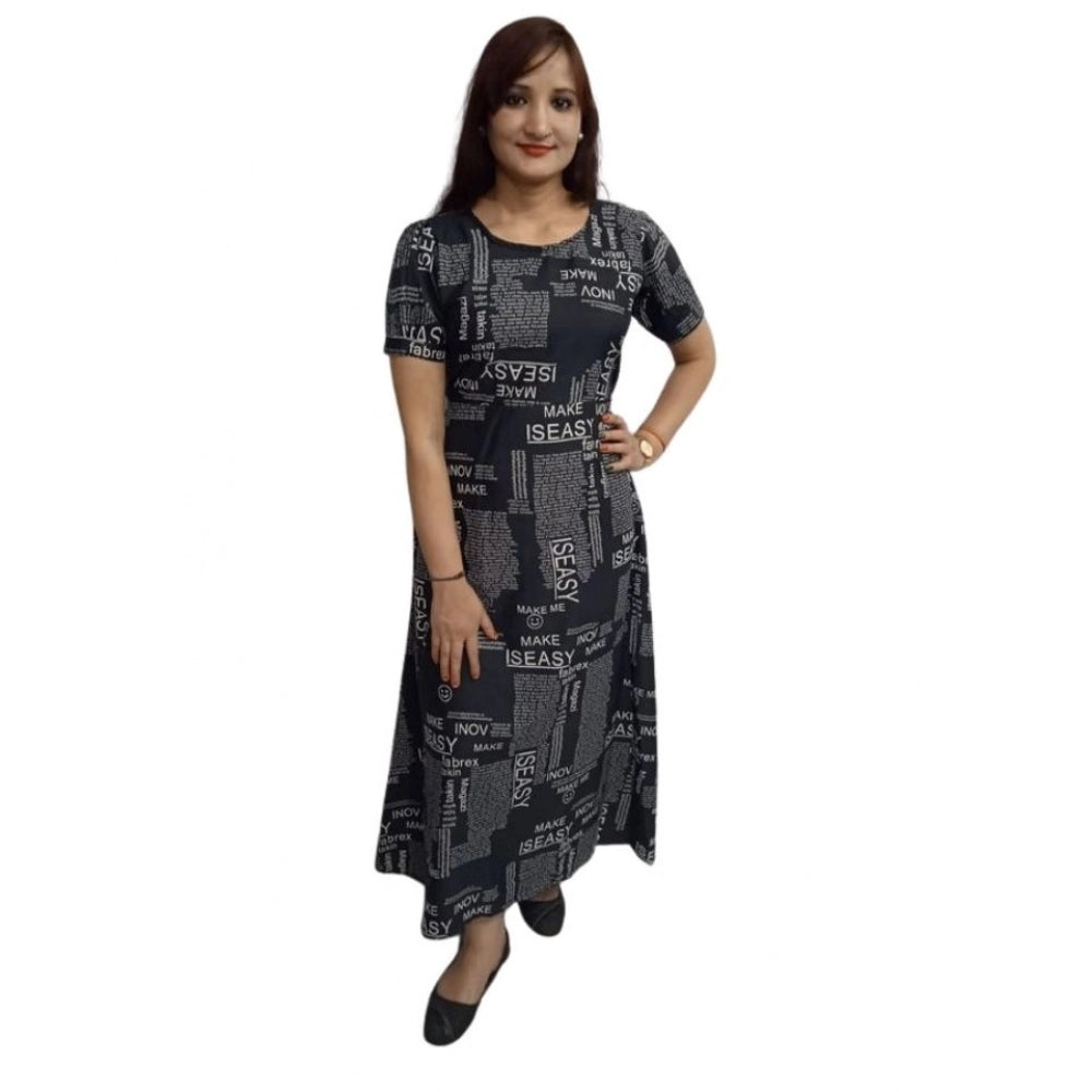 Women's Casual Crepe Half Sleeves Dress (Black) - VANSHELLE
