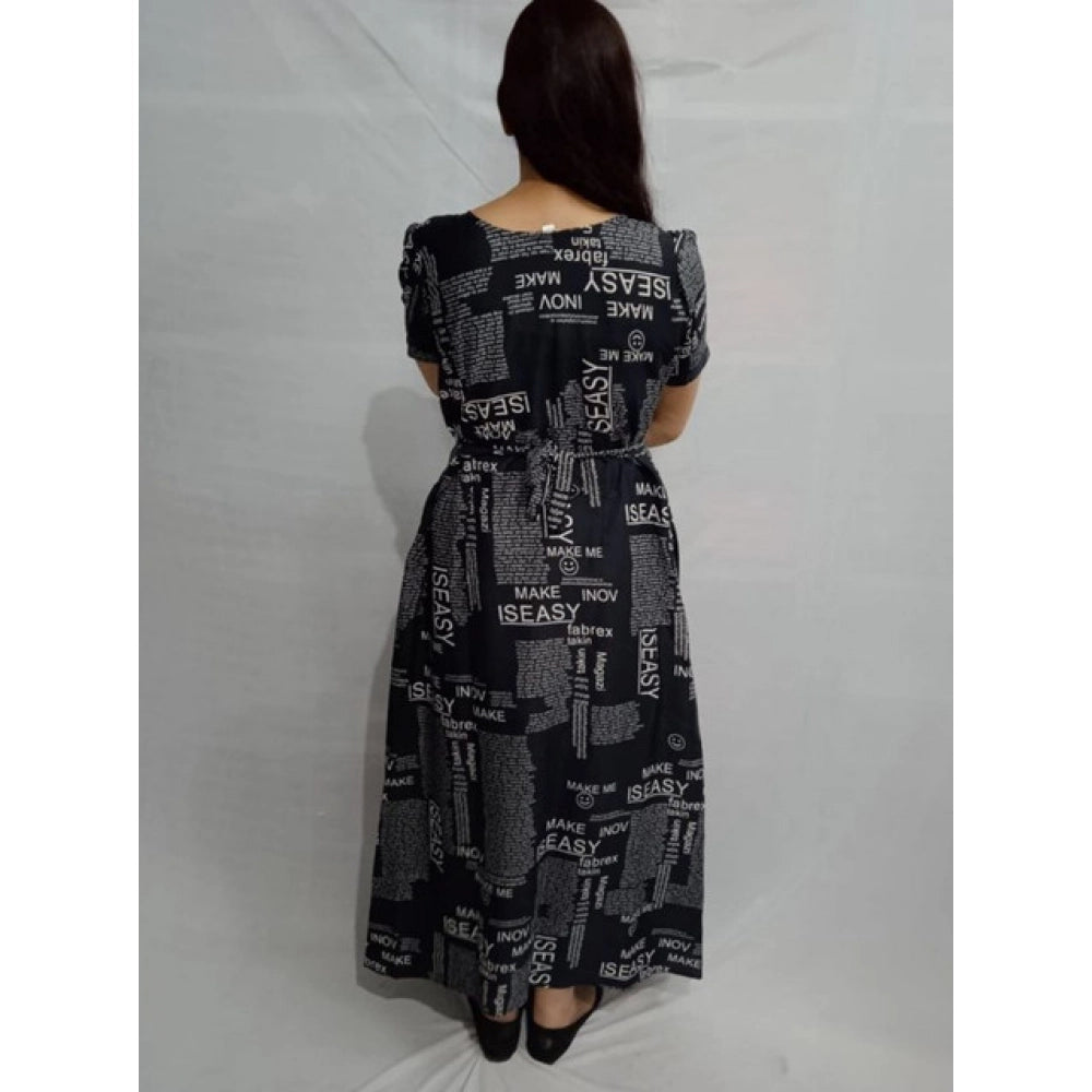 Women's Casual Crepe Half Sleeves Dress (Black) - VANSHELLE