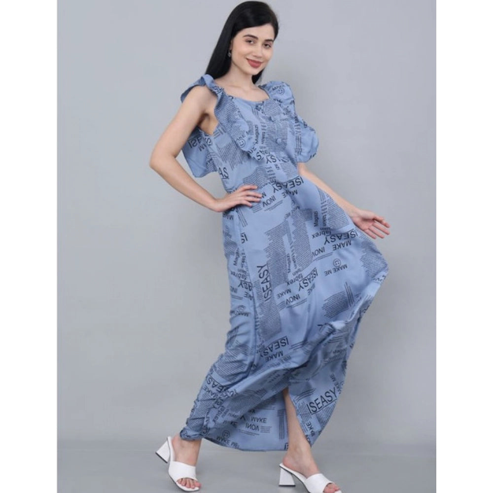 Women's Casual Crepe Sleeveless Dress (Grey) - VANSHELLE