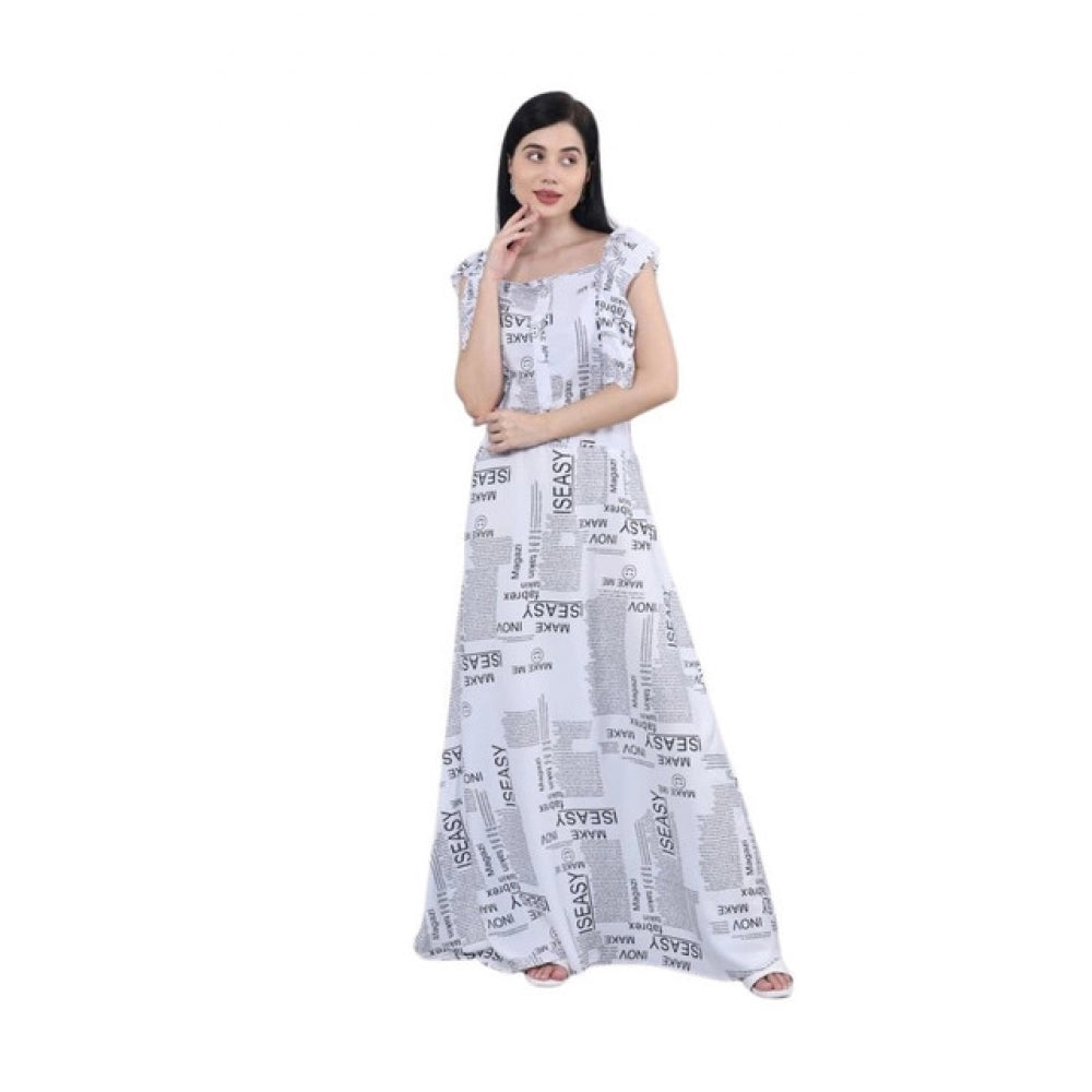 Women's Casual Crepe Sleeveless Dress (White) - VANSHELLE