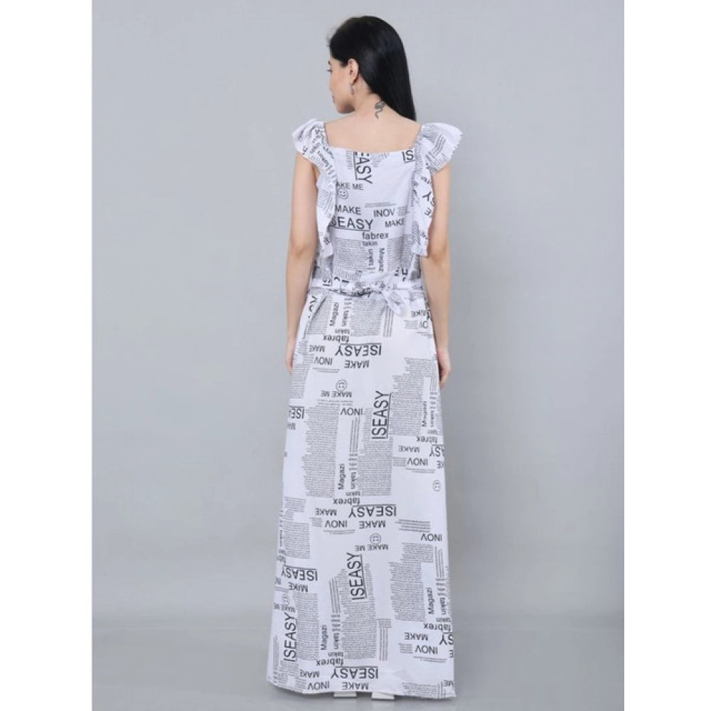 Women's Casual Crepe Sleeveless Dress (White) - VANSHELLE
