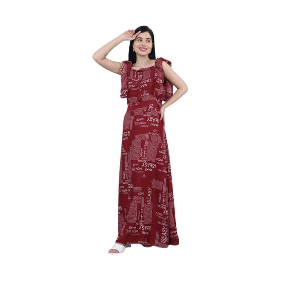 Women's Casual Crepe Sleeveless Dress (Maroon) - VANSHELLE
