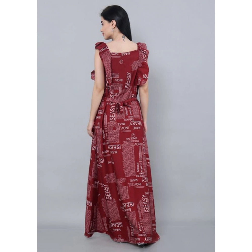 Women's Casual Crepe Sleeveless Dress (Maroon) - VANSHELLE