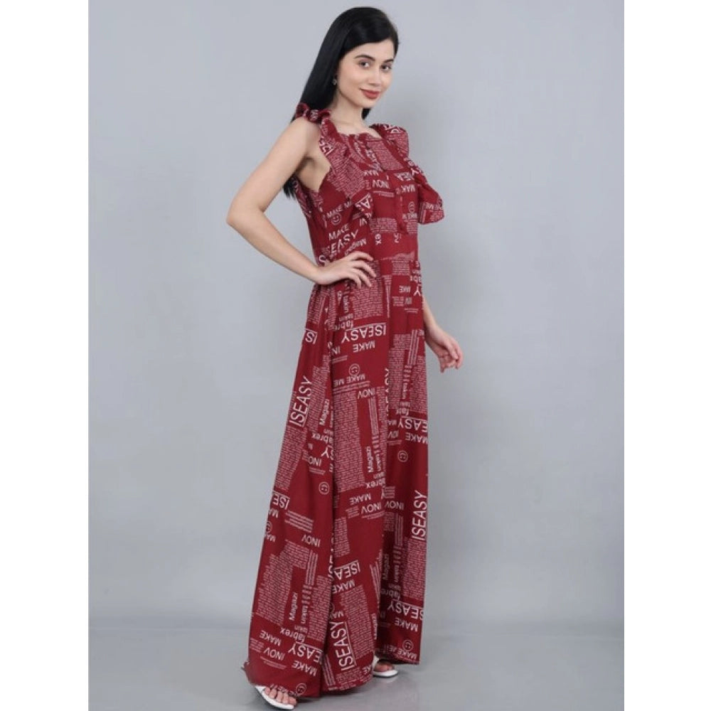 Women's Casual Crepe Sleeveless Dress (Maroon) - VANSHELLE