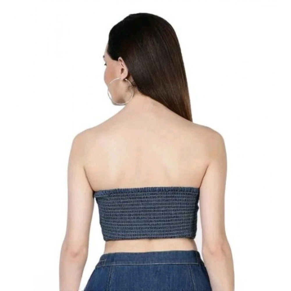 Women's Casual Denim Sleeveless Bluster Top (Blue) - VANSHELLE